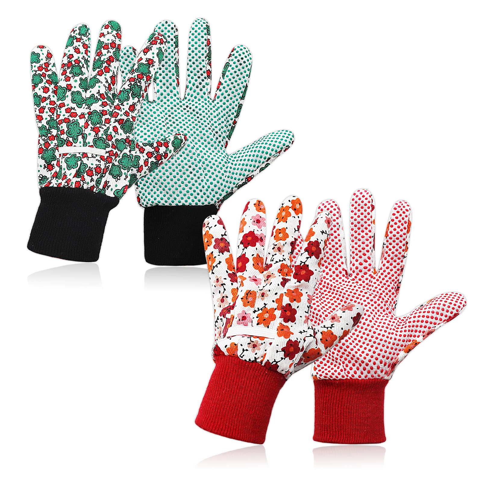 Grantop Gardening Gloves for Women Set,2 pairs Comfortable Gardening Working Gloves for Ladies Women,Floral Garden Gloves with Elastic Cuffs and Non-Slip for Yard, Fishing, Camping.