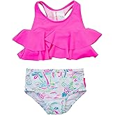 RuffleButts Girls UPF50+ Sun Protection Flounce Bikini Two Piece Swimsuit