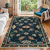 Lahome Bug 5x7 Washable Rug, Soft Insect Area Rug for Bedroom, Whimsical Area Rug 5x7 for Living Room Dining Room, Vintage Faux Wool Thin Carpet, Non Slip Stain Resistant Home Decor