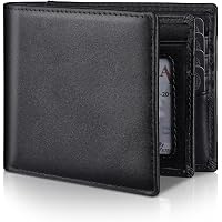 Men Genuine Leather Bifold Wallet with 12 Card Slots and Zipper Pocket main image 2