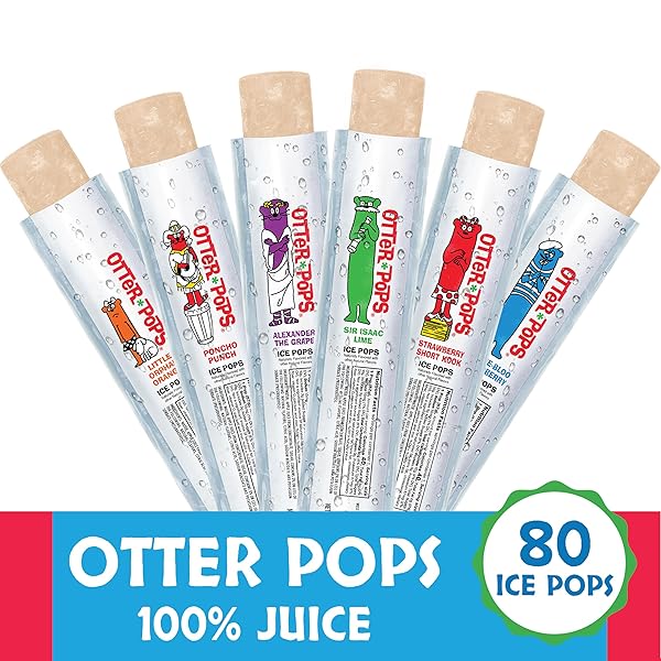 OTTER POPS FREEZER BARS, 100% FRUIT JUICE ICE POPS, ORIGINAL FLAVORS (80CT – 2OZ BARS)
