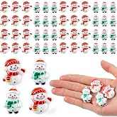 Thyle 50pcs Mini Christmas Snowman Flatback Charms for Crafting | Cute Flatback Resin Snowman Christmas Figurines for DIY, Phone Case, Scrapbooking Cards Winter Gifts