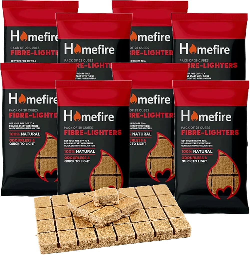Topline Natural Wood Eco Fibre Firelighters 224 Odourless Cubes for Wood