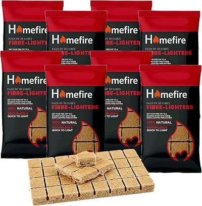 Topline Natural Wood Eco Fibre Firelighters 224 Odourless Cubes for Wood