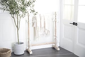 Deco 79 Wood Scroll 4 Shelves Quilt Rack, 34" x 14" x 40", Light Brown