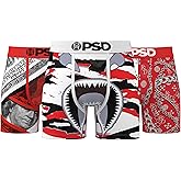 PSD Underwear Men's Fire Red Mid Length Boxer Brief 3 Pack, Multi, M