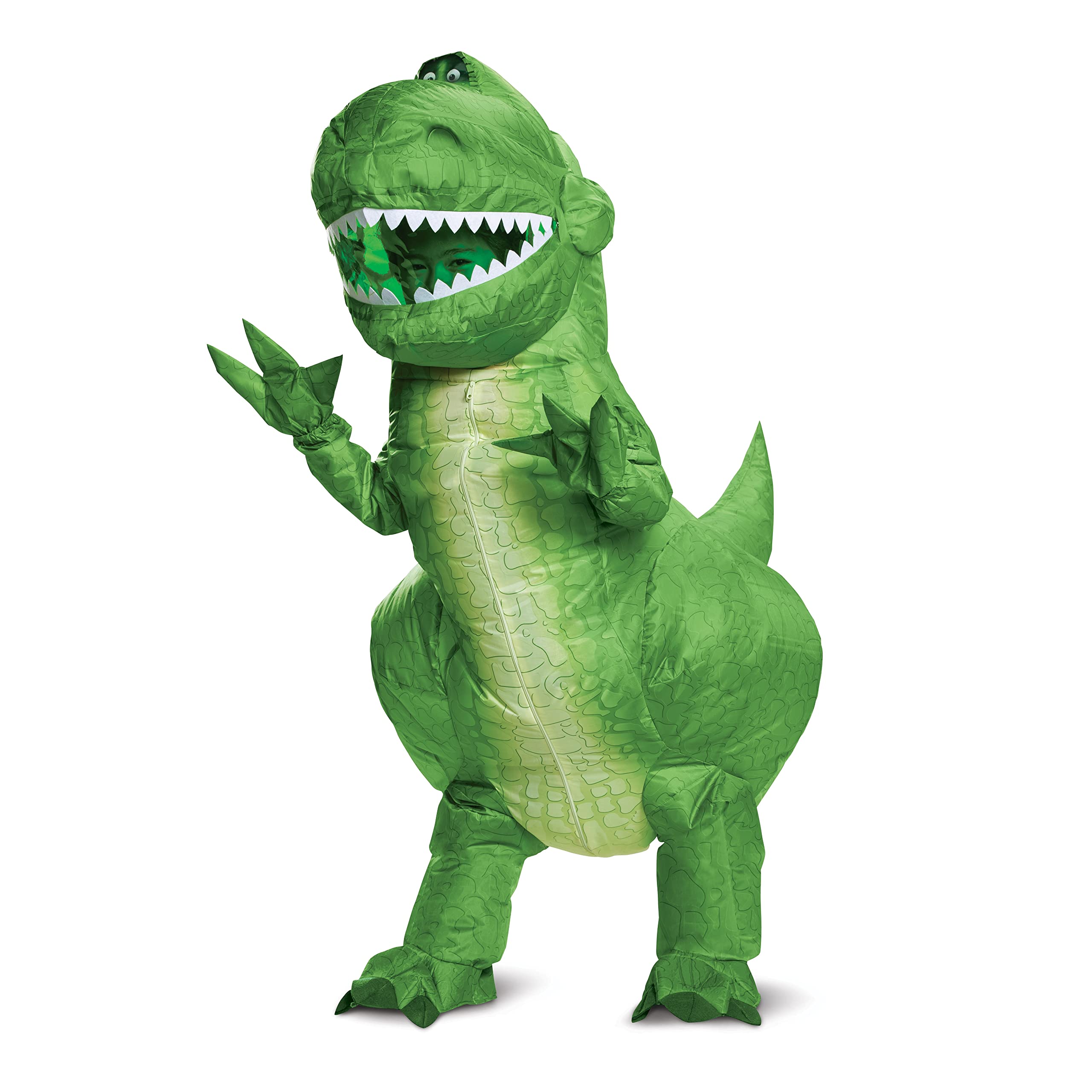 Photo 1 of Disguise Rex Inflatable Costume for Kids, Official Disney Toy Story Inflatable T Rex Costume with Fan, Child Size Up to 7-8, Green