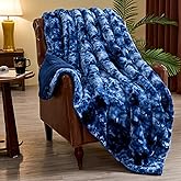 NEWCOSPLAY Super Soft Faux Fur Throw Blanket for Couch Indigo Fuzzy Plush Warm Blanket for Sofa Bed (Indigo, Throw(50"x60"))