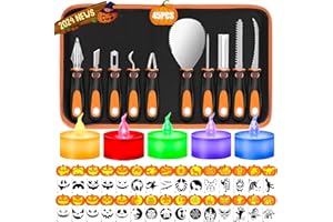 kopotma Pumpkin Carving Tools, Halloween Pumpkin Carving Kit, All in One Professional Pumpkin Carving Set with Stencils and Candles, Heavy Duty Pumpkin Carving Kit for Kids & Adults