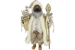 Windy Hill Collection 16" Inch Standing Precious Gold & Silver Ethnic African American Santa Claus Christmas Figurine Figure Decoration 161077
