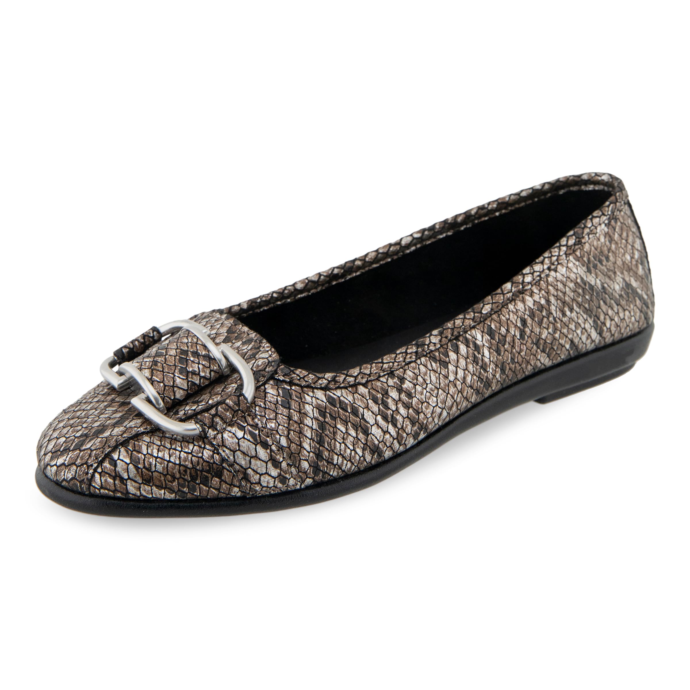 Aerosoles Women’s Bentley Ballet Flat, Antique Bronze Snake Print Faux Leather, 12 Wide