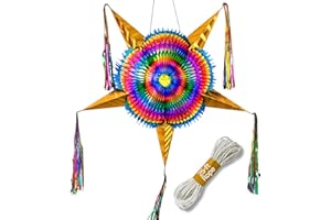 New Year's Eve Pinata with Gold Cones (32 inches), Large Pinata for Adults, Birthday Party Piñata, 25-foot Rope Included (TexMex Fun Stuff)