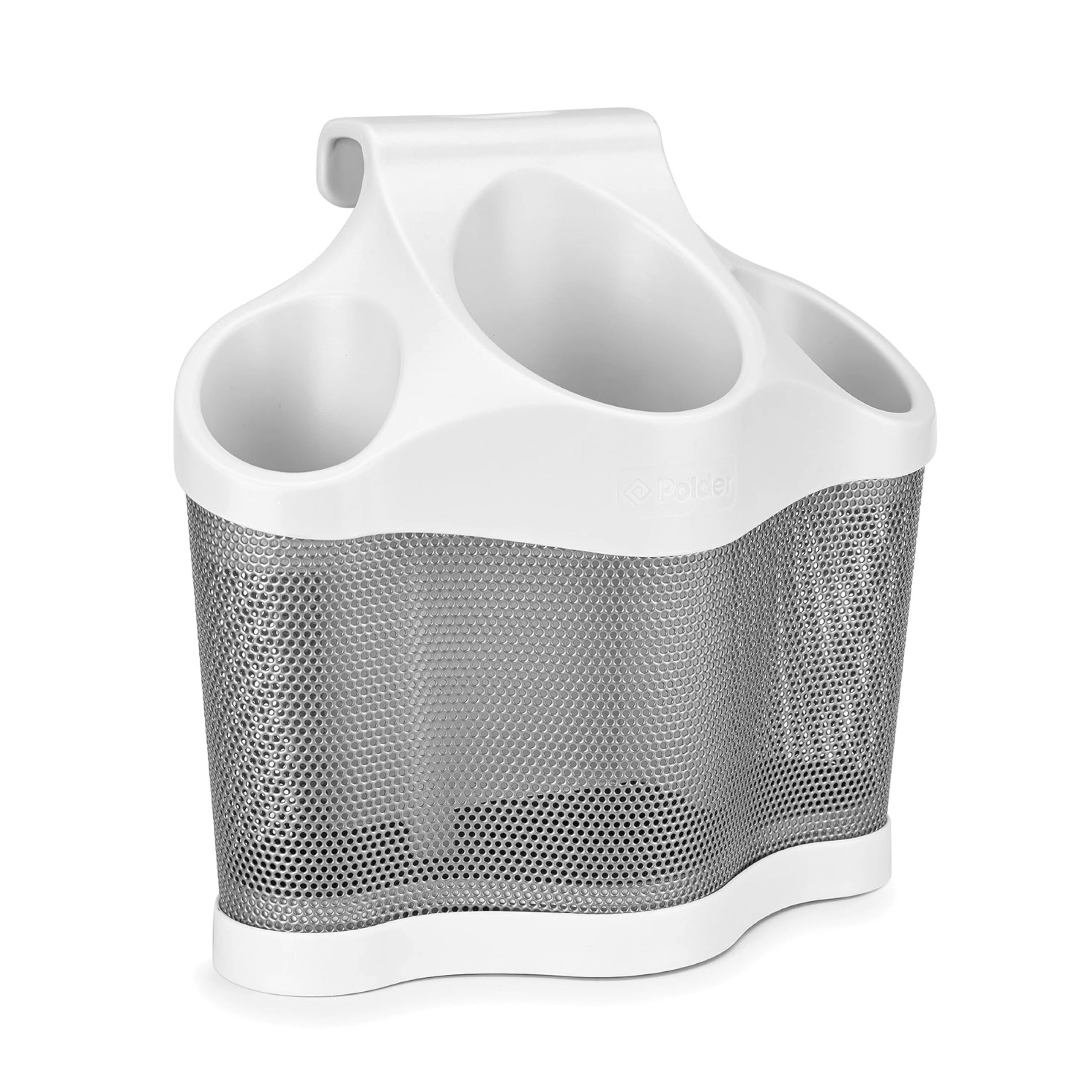 Polder BTH-7050-79B Style Station - Hair Styling Storage Unit - Heat Resistant and Ideal for Blow Dryers, Curling Irons, Brushes & More - White