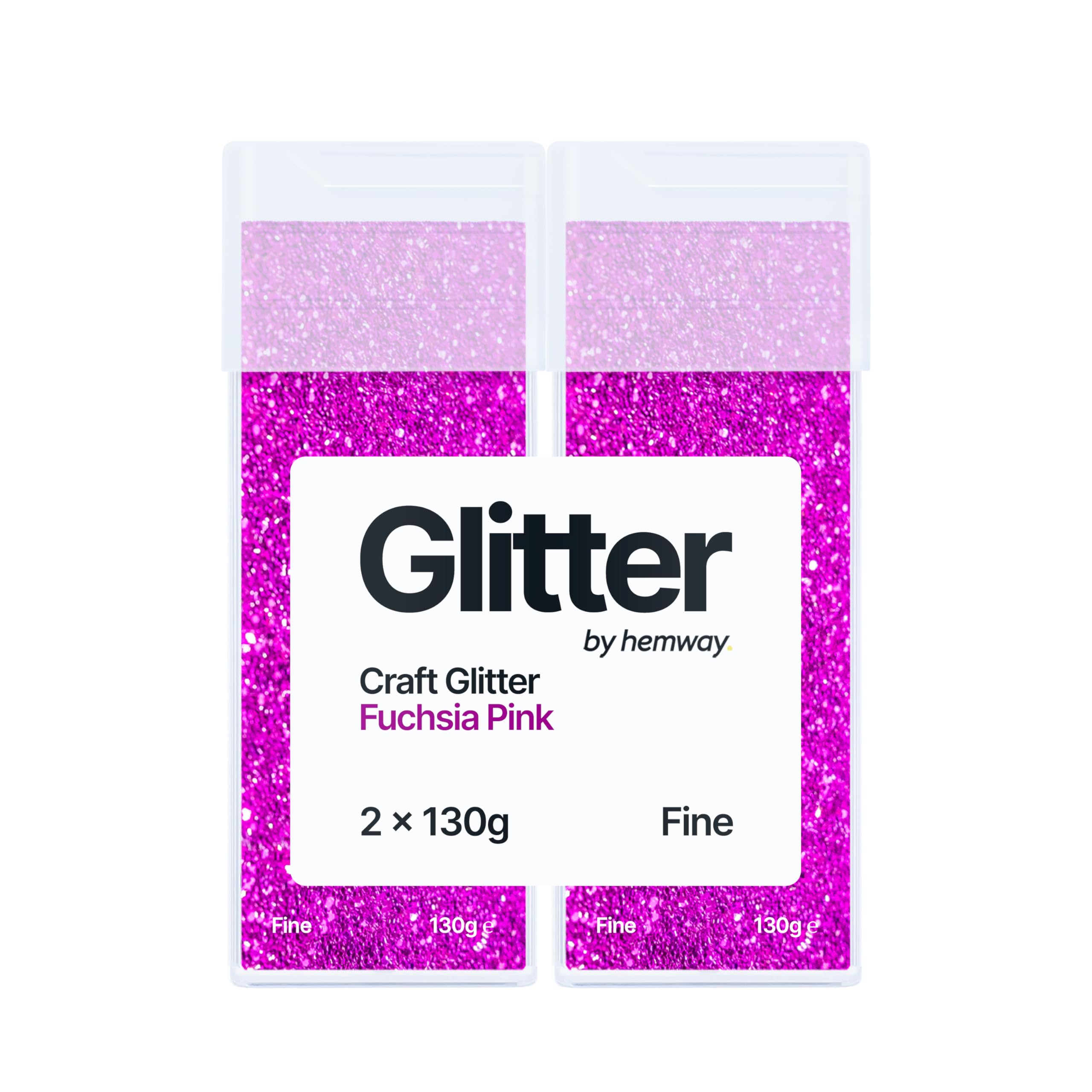 Hemway Glitter Shaker Fuchsia Pink 130g x2 Pack Fine, Craft Glitter Shakers for Resin & Epoxy Crafts, Christmas Art Supplies, Nail, Body, Face, Eye, Festival, Crafting, Slime, Sparkle