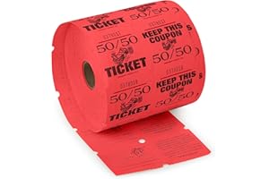 HENRY DOTS Raffle Tickets Double Roll - 50/50-1000 Ticket Count Per Roll - Easy Tear Away Stubs for Contact Info - Raffle Drum Tickets Roll for Drinks, Carnival, Chinese Auction, Events (Red)