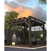 GAOMON 10 X 10 FT Wood Pergola Solid Structure Retractable Shade Canopy Outdoor Wooden Pergola for Patio Backyard Deck Garden
