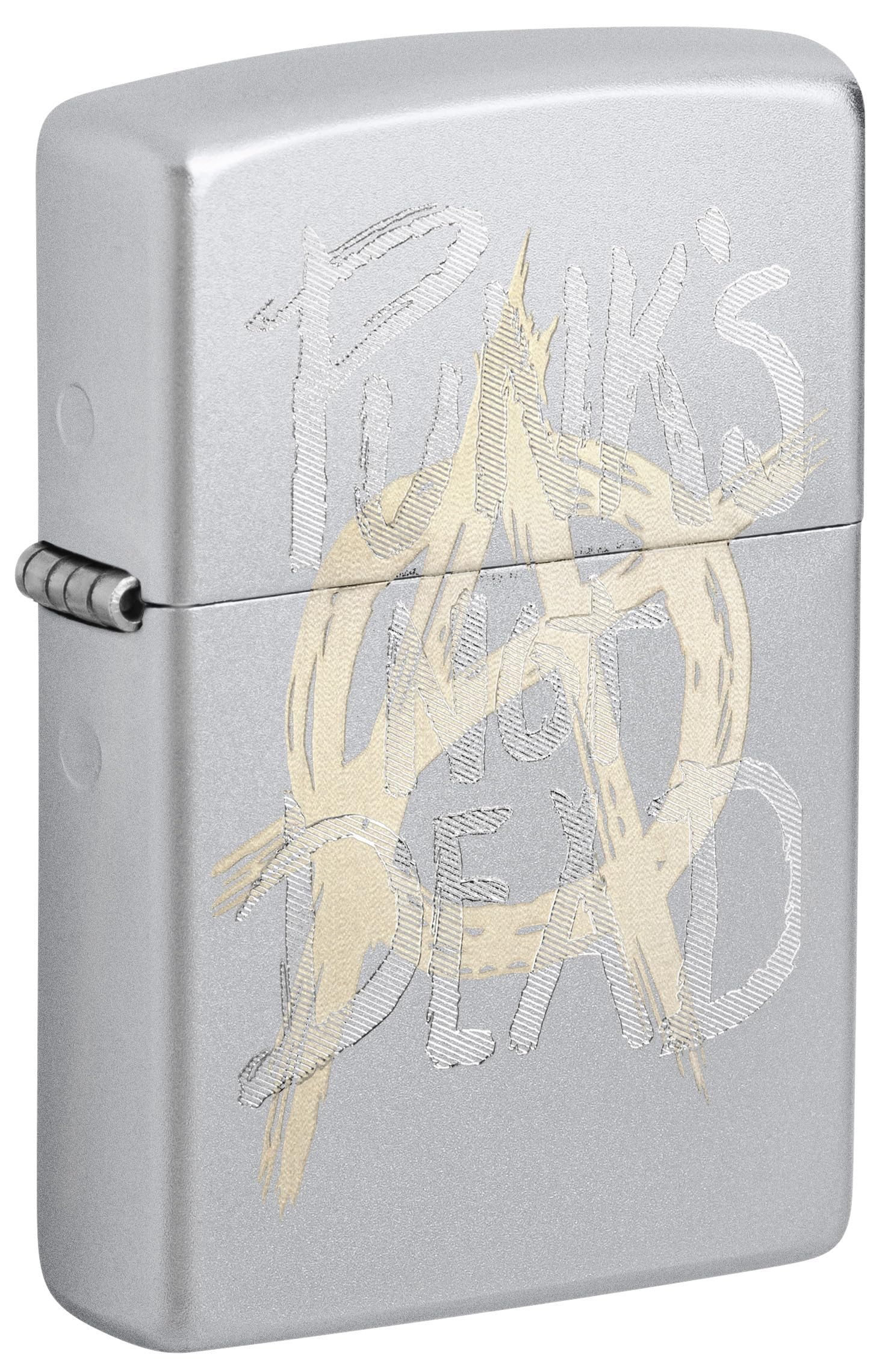 Zippo Windproof Lighter - Punk's Not Dead - White Matte Texture Print - Refillable Lifetime Use - Adjustable Flame - Gift Box - Metal Construction - Made in USA