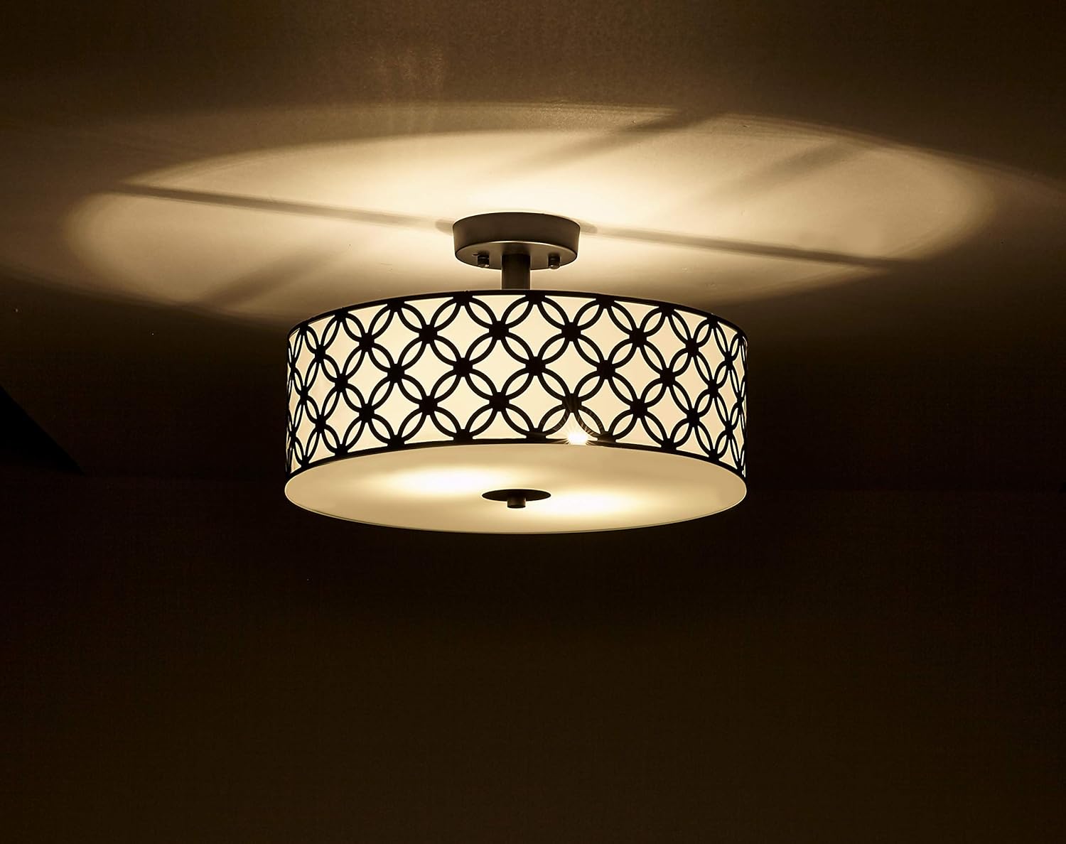 SOTTAE Luxurious Living Room Bedroom Ceiling lamp Black Bronze Glass Diffuser Chrome Finish Flush Mount Ceiling Light,Modern Ceiling Light Fixture 12": Home Improvement