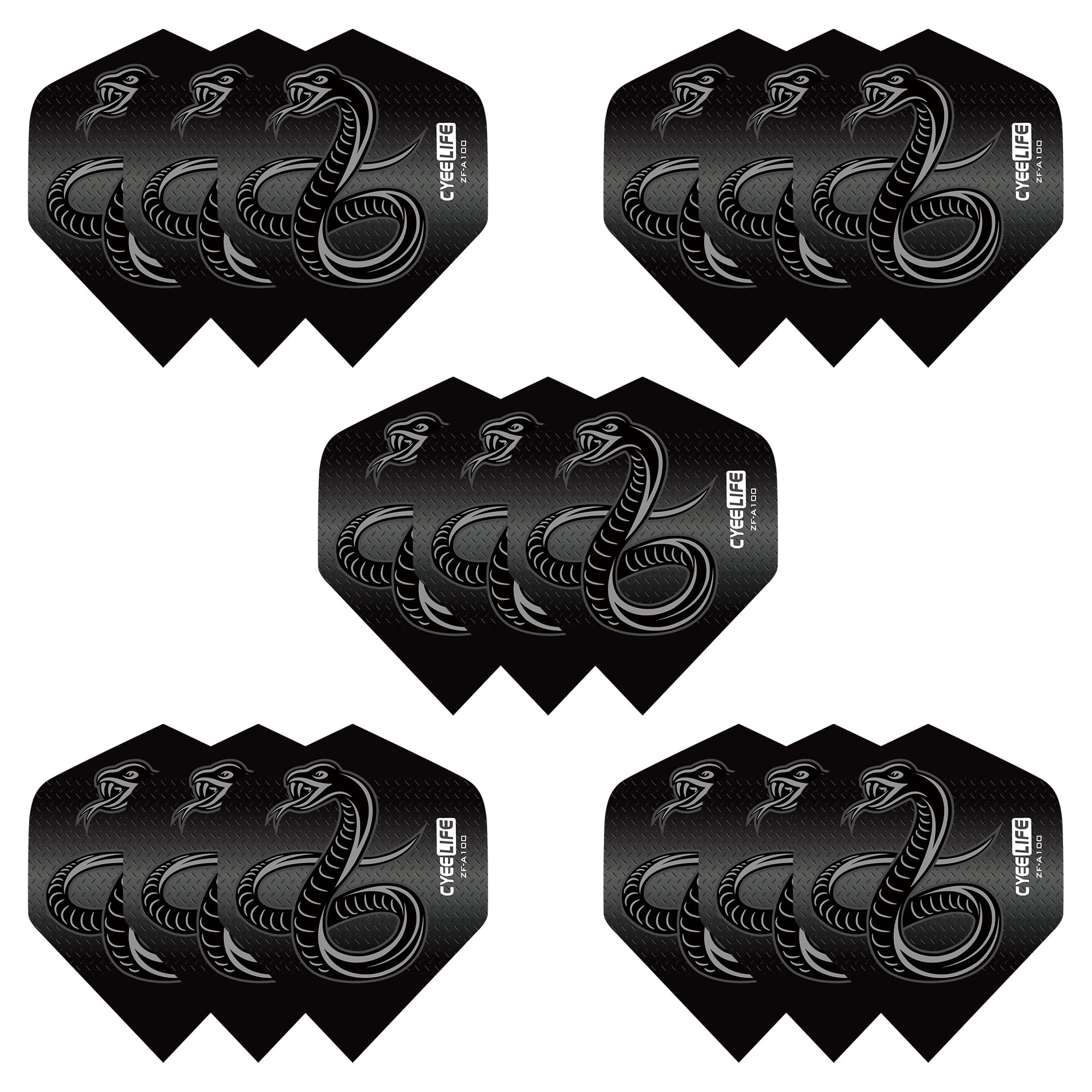 CyeeLife Standard Dart Flights, Pack of 15 (Black Snake)