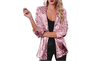 DPTALR Womens Sequin Jacket Shiny Metallic Jacket 70s Disco Jacket Plsu Size Glitter Sparkly Blazer Open Front Blazer Coat