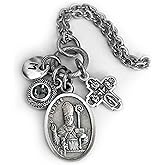 St. Blaise Necklace, Keychain or Clip, Patron Saint of Veterinarians and Animals, Crystal Pendant and Initial Charm