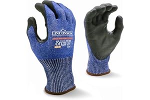 LINCONSON 3 Pack Level 5 Cut Resistant Safety Performance Series Construction Mechanic PU Work Gloves Thumb Double Reinforced