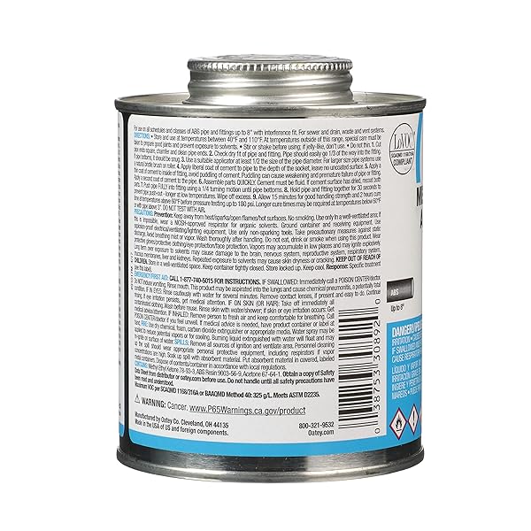 OATEY 30892 MEDIUM BODIED SOLVENT CEMENT, 16 OZ, CAN, LIQUID, BLACK