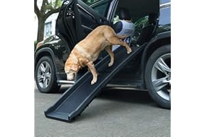 SANDINRAYLI Folding Pet Dog Ramp SUV/Car 62" L Ladder Stairs for Puppy Old Dogs Arthritis Joint Pain Portable Lightweight Dog/Cat Ramp, Durable Pet Ramp Supports up to 150lb, Black
