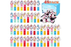 KENWQZI 48pcs Mini Pop Fidget Toys Bulk Unicon Party Favors for Kids Pop Keychain Sensory Toys Bag Fillers Pop Toddler Birthday Carnival Treasure Classroom Prizes Stress Reliever Desk Toy for Boy Girl