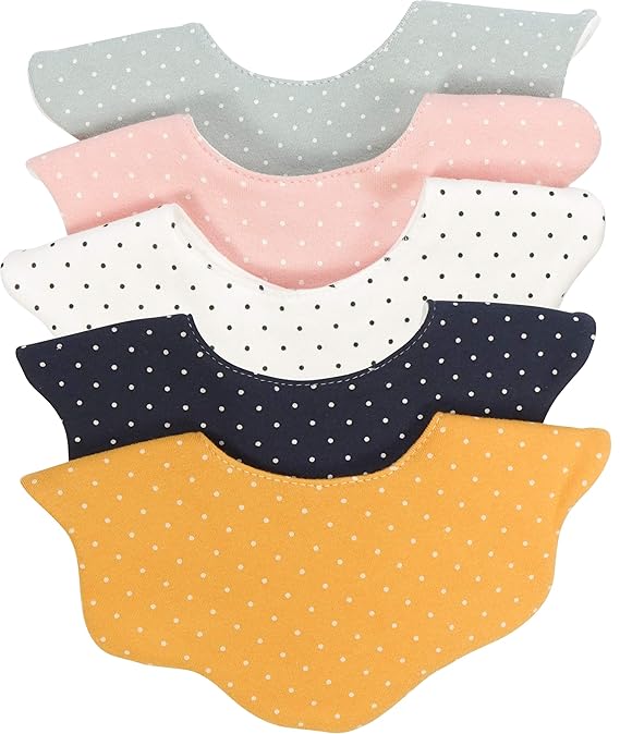 Baby Drool Bibs Fall Winter Unisex Girl Boy Drooling and Teething Absorbent (5-Pack Polka Dot)