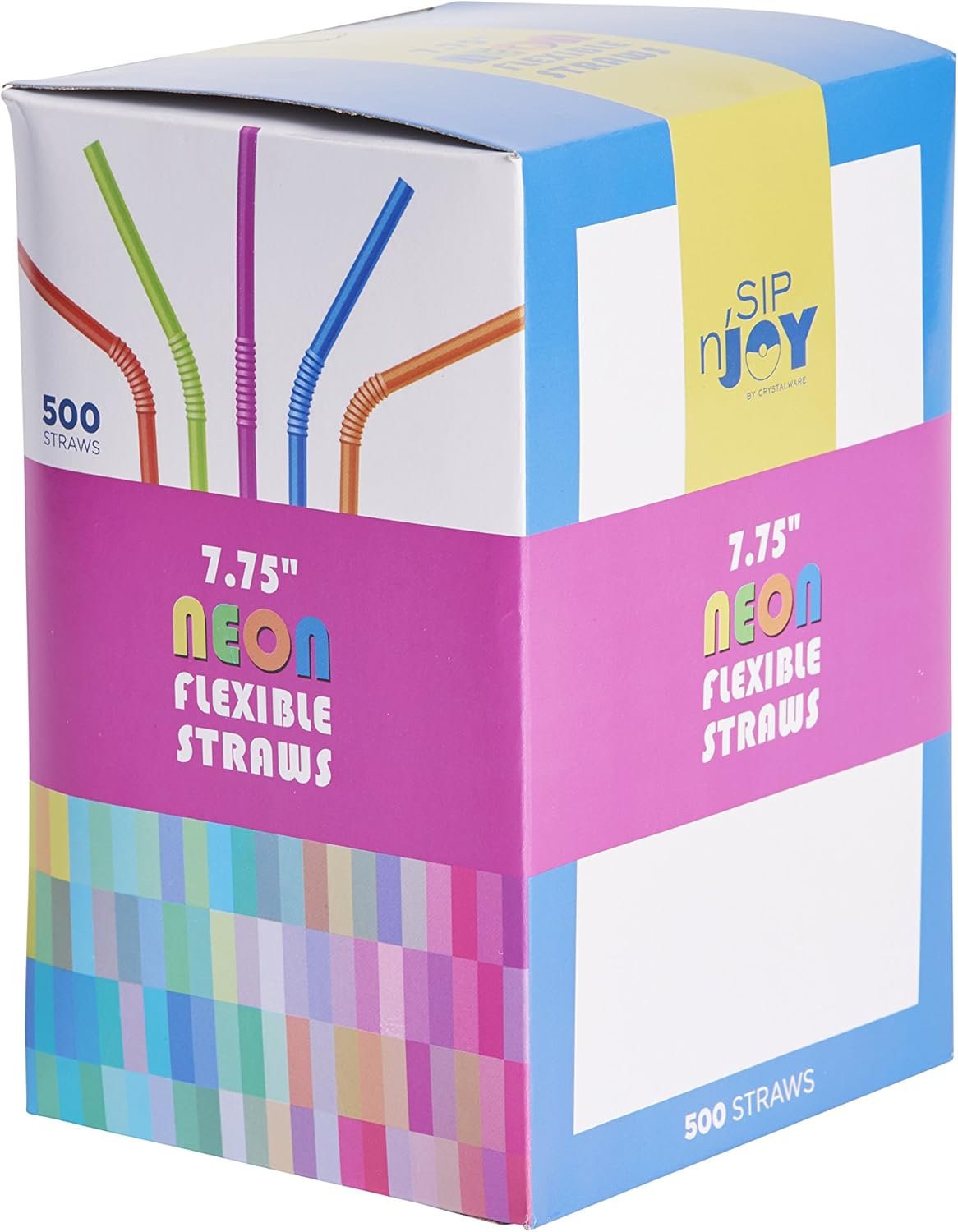 [500 Pack] Neon Colored Drinking Straws - Flexible, Disposable Kid Friendly, Assorted Colors: Kitchen & Dining