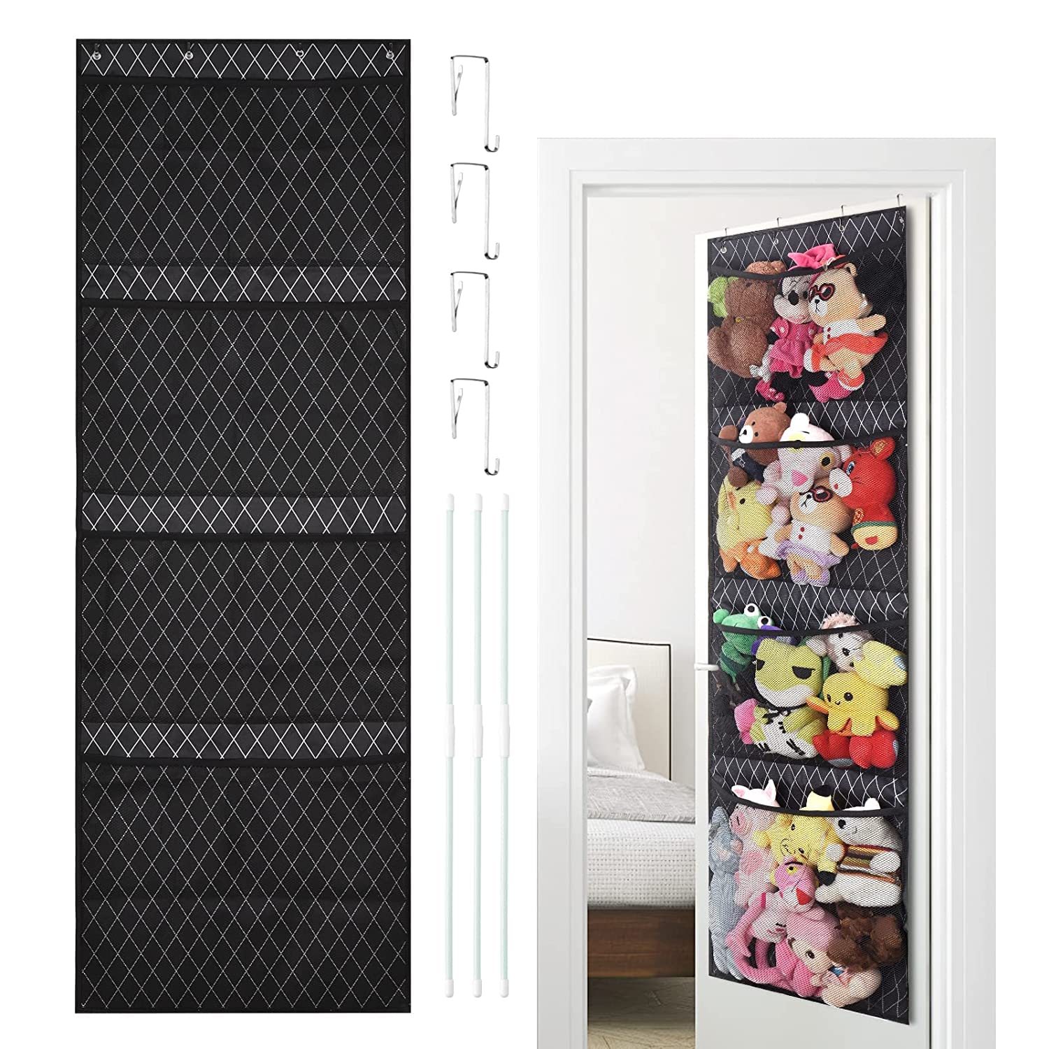 Over Door Storage Teddy Hammock Toy Storage Net Soft Toy Hammock For Stuffed Animals Door Hanging Storage Organiser Stuffed Animal Storage Over The Door Organiser For Bedroom Bathroom Nursery Kid Room