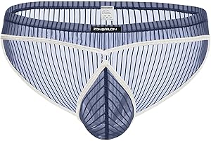 ZONBAILON Mens Bikini Pouch Underwear Sexy Stripe Low Rise Briefs Mesh Panties Breathable Cool S-2XL