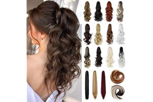 Felendy 18" 20" Ponytail Extension Claw Clip in Curly Wavy Straight Pony Hair Extensions Jaw Clip on Pony Tail Hairpiece Synt