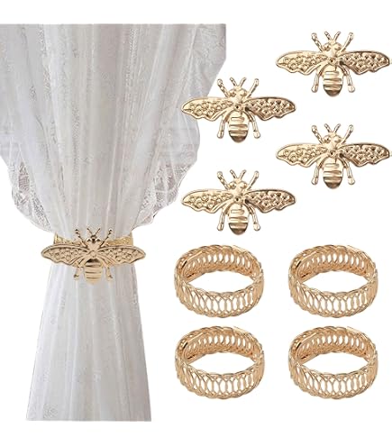 6 Embrasses Rideaux UFURMATE Motif Feuille Dorée - Déco Maison Et Bureau