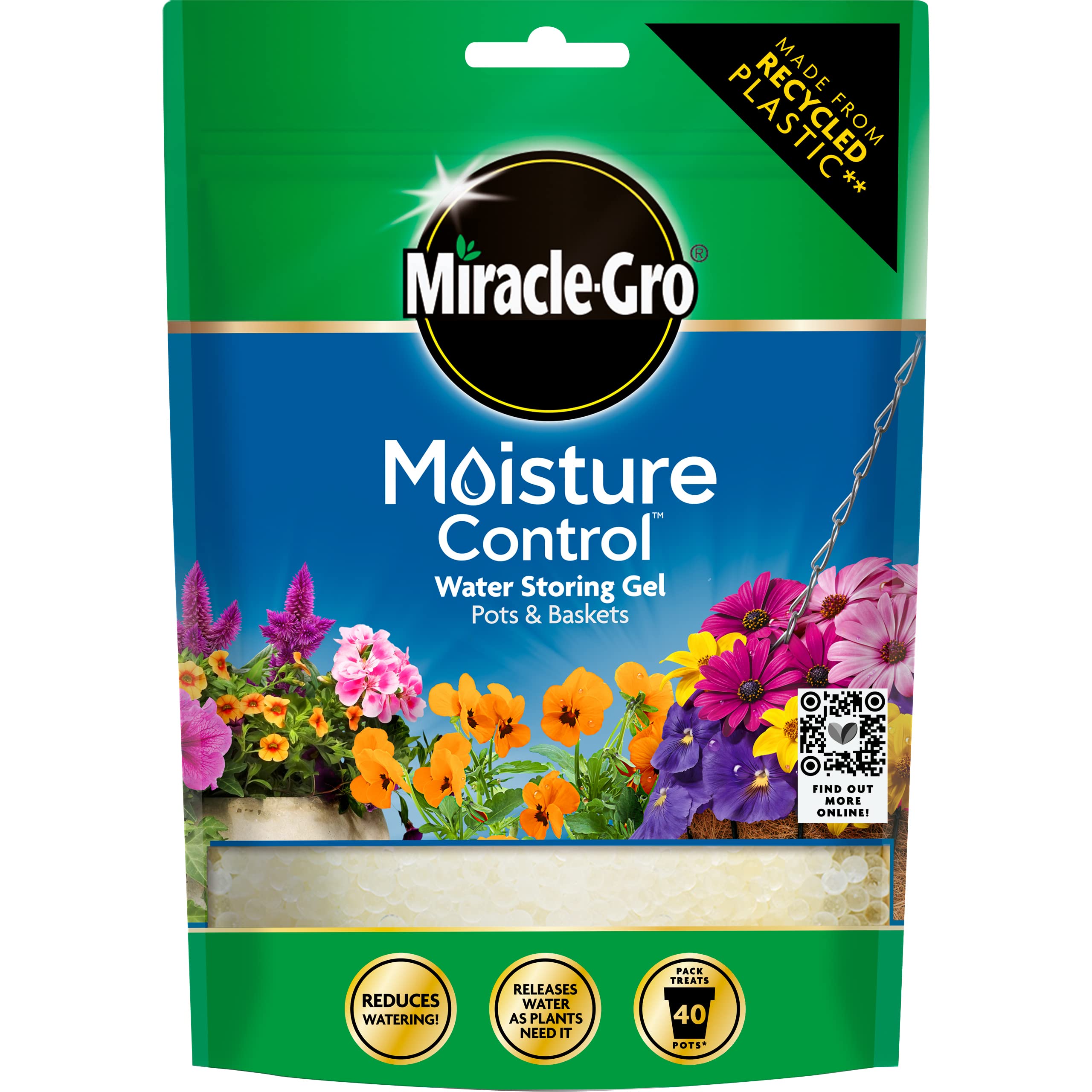 Miracle Gro Moisture Control Pots & Baskets (225g Pouch) - Storing Gel Crystals that Release Water When Plants Need it Most!