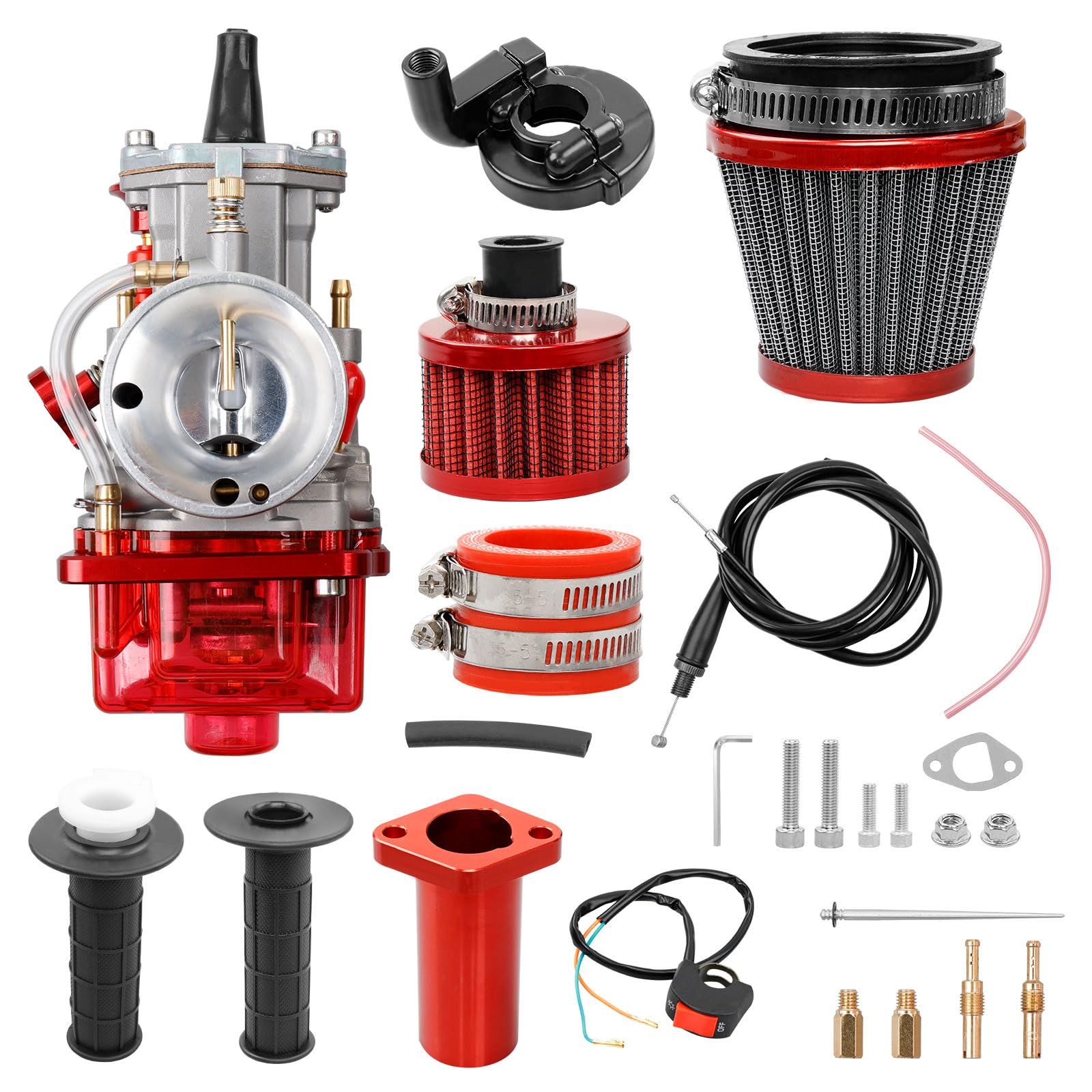 Photo 1 of PWK 24mm Carburetor Throttle Assembly | Compatible with Predator 212cc/196cc/224cc, Coleman CT200U/BT200X Mini Bikes, Baja Warrior, Massimo MB200, KT196 Go Karts, GX160/GX200 6.5HP Clone Engines(Red)