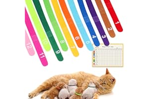 Tzwhwcx Newborn Puppy Collar Set of 12 with Numbered Tags & Weight Tracker Chart, Soft Adjustable Kitten Collar, Puppy Collars for Litter, Whelping Supplies for Kitten Small Dogs (S/M/L) (S)