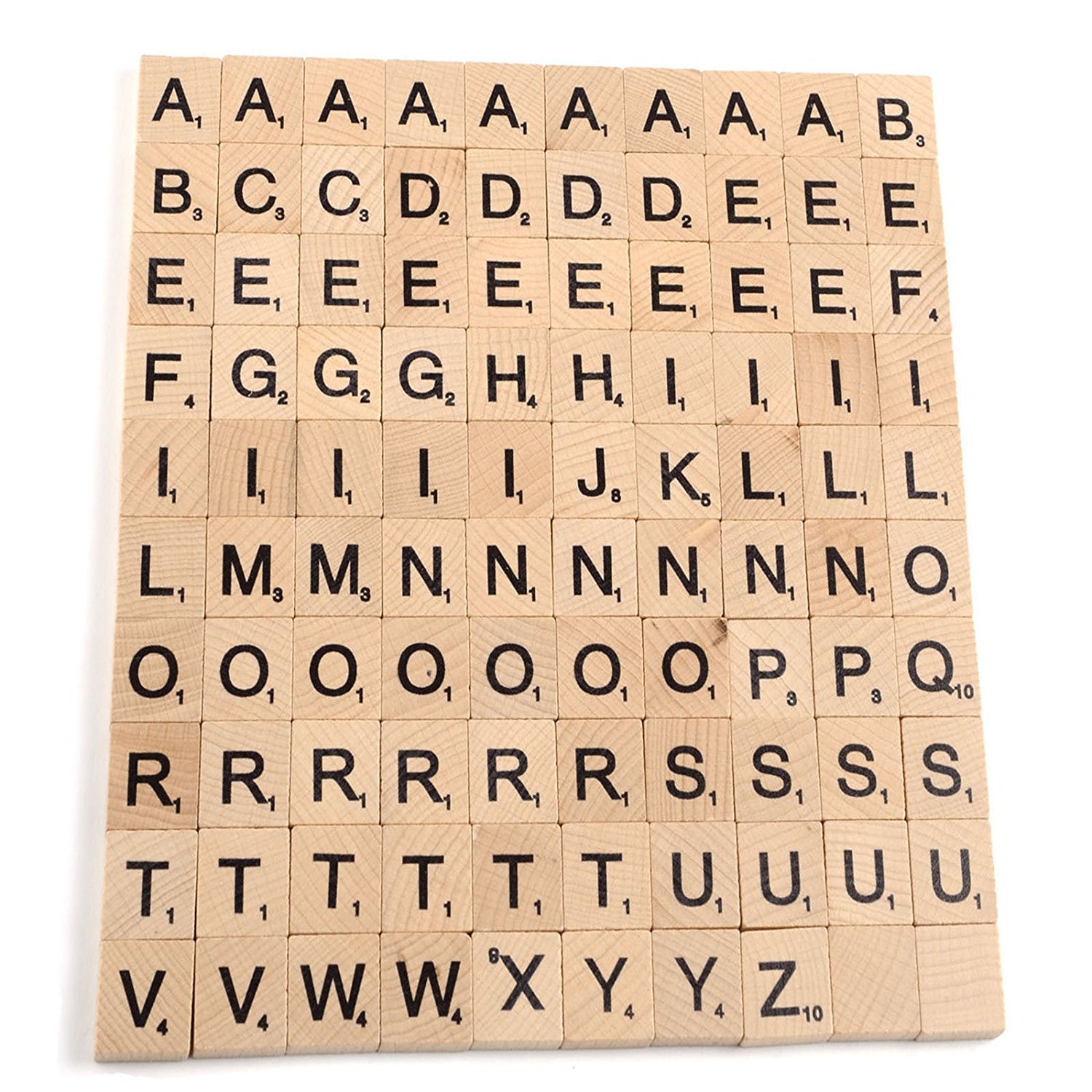 NAMVO 100PCS Wooden Tiles Letter Alphabet Number Crafts English Words Uppercase Letters Mixed