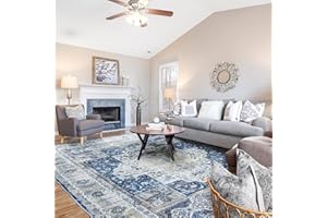 BESTSWEETIE 8x10 Area Rugs for Living Room Area Rug 8x10 Living Room Washable Rugs 8x10 Vintage Rug Area Rug for Bedroom Living Room Dinning Room No Pile Non Slip Blue