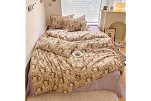 OTOB 100% Cotton Duvet Cover Queen Set Soft Cute Duvet Cover Modern Geometric Bedding Set for Boys Girls Women Men Khaki Queen Duvet Cover with Zipper Closure