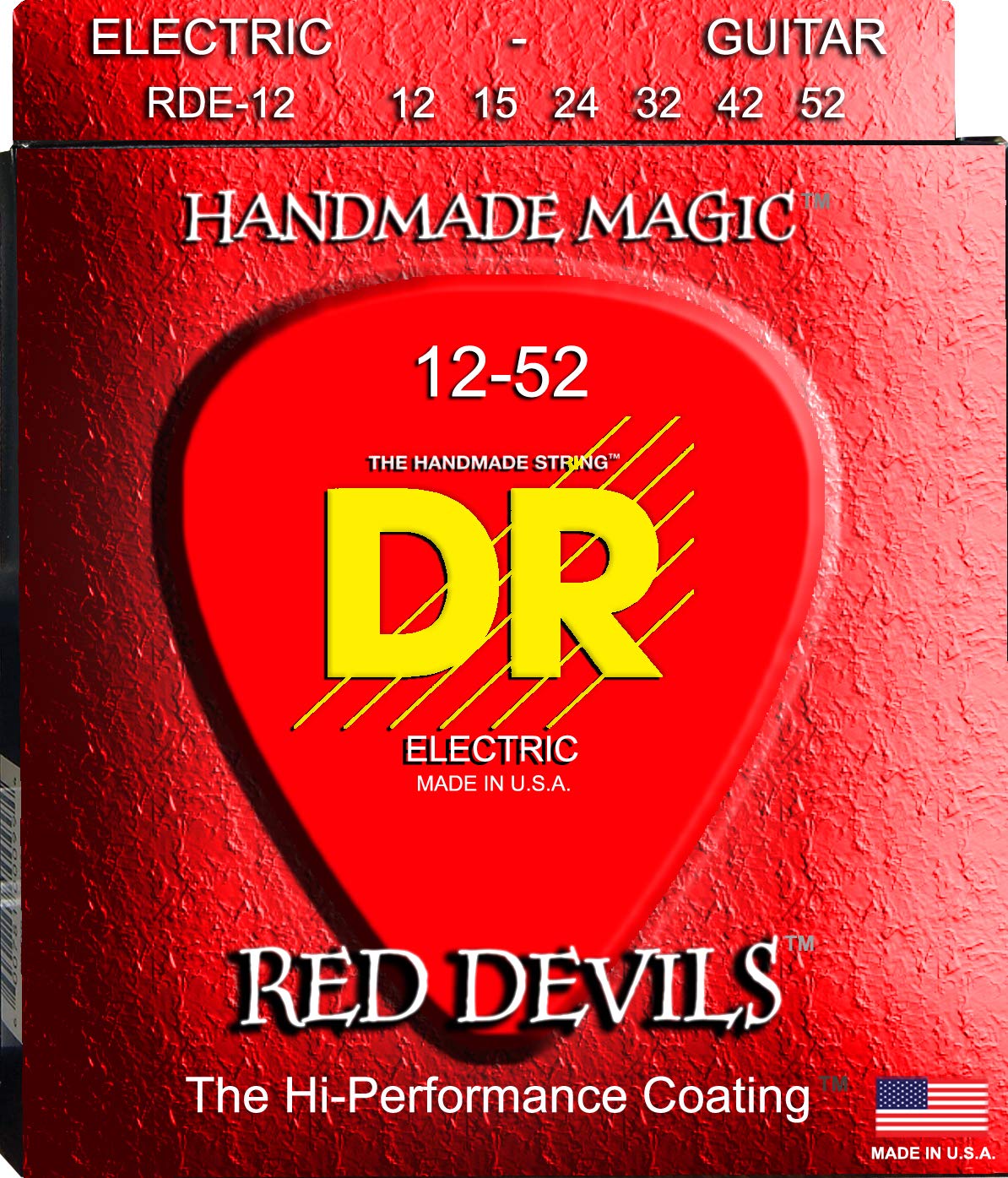 DR Strings RDE12 12-52 Extra Heavy Set Handmade Red Devils Coated Electric Strings