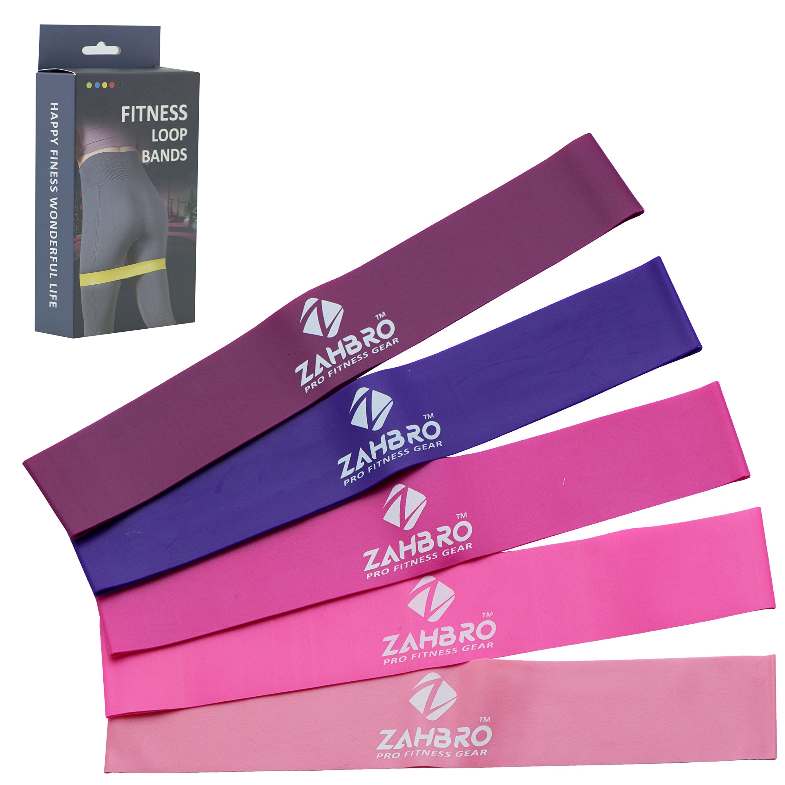 ZAHBRO Resistance Bands Set of 5 - Versatile and Durable Exercise Elastic Bands for Full-Body Workouts - Ideal for Strength Training Gym, Yoga, and Physical Therapy