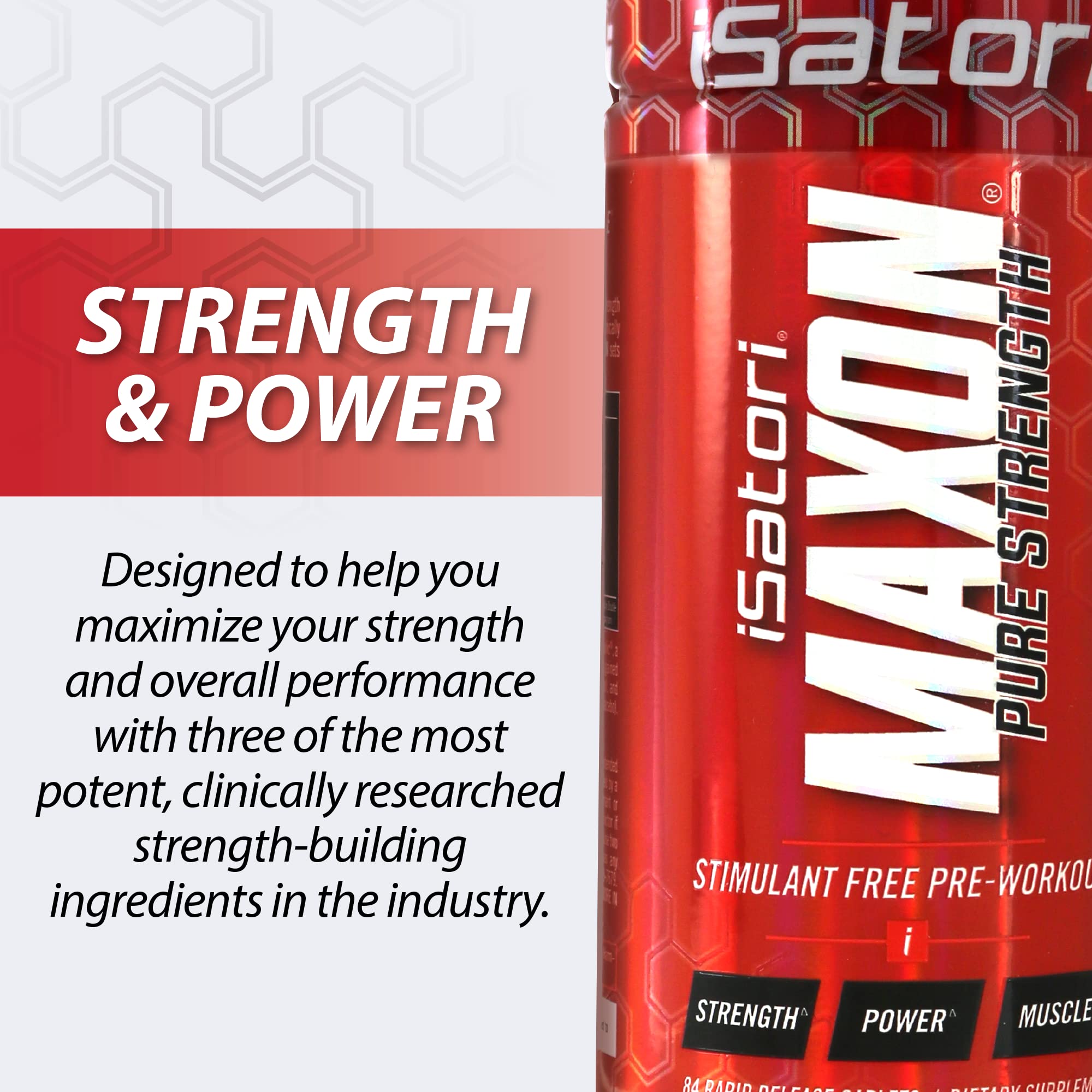 iSatori Maxon Stim Free Pre Workout Tablets, Pure Strength & Performance Formula with Kre-Alkalyn Creatine, Fenugreek, Agmapure & elevATP, Caffeine Free Pre Workout for Men, 84 Tablets