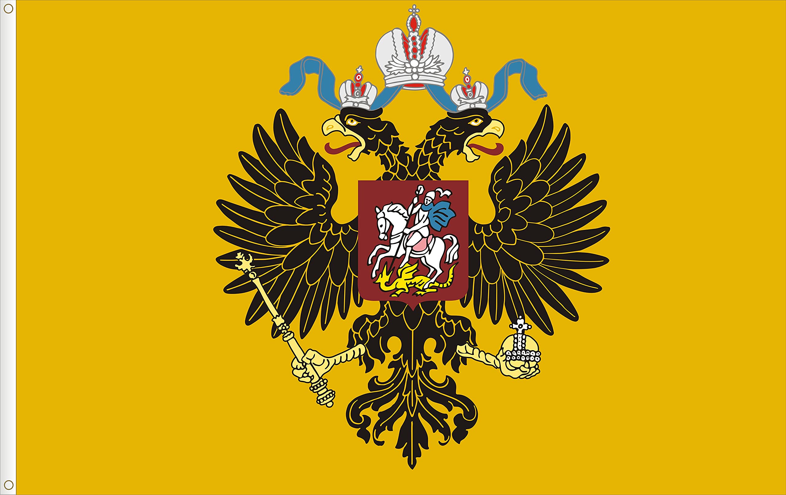 FLAG OF THE CZAR OF ALL RUSSIA. RUSSIAN IMPERIAL BANNER. PREMIUM SATIN QUALITY. BIG SIZE