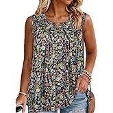 Womens Plus Size Tops Summer Tank Top Loose Fit Sleeveless Shirts Button Oversized Tees Flowy Blouse