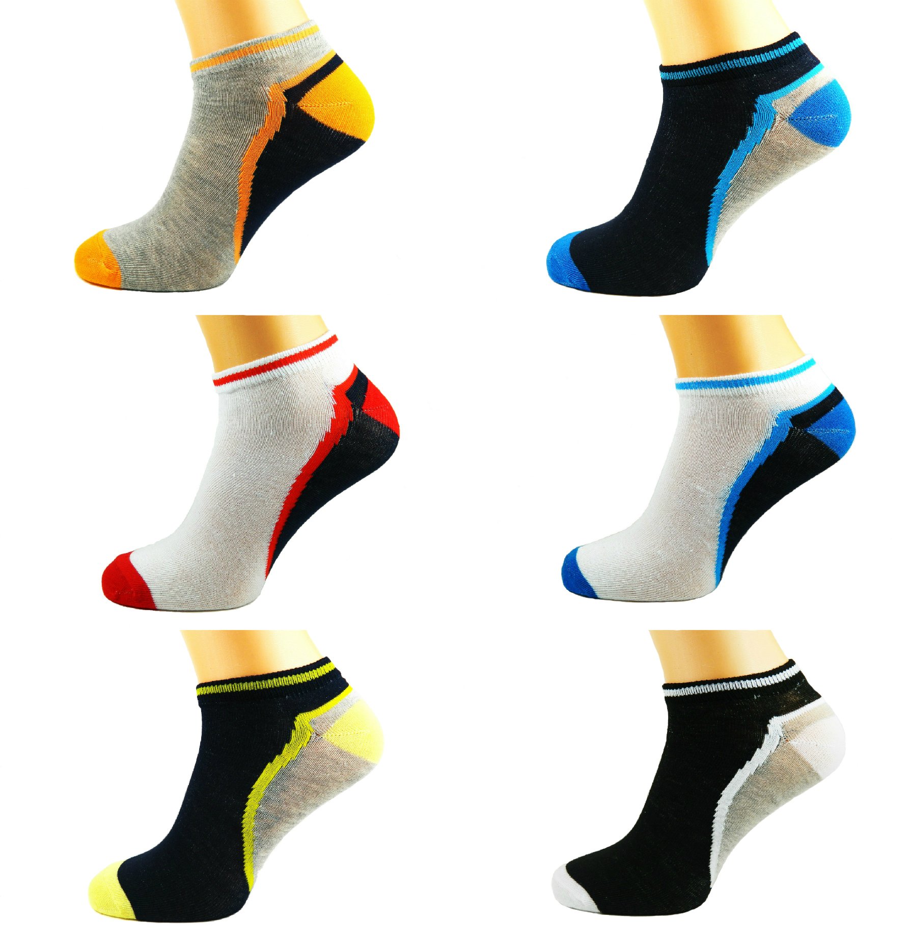 KOMIRO WKDS® 12 PAIR MENS COLOURED BREATHABLE QUALITY TRAINER LINER ANKLE SOCKS UK SIZE 6-11