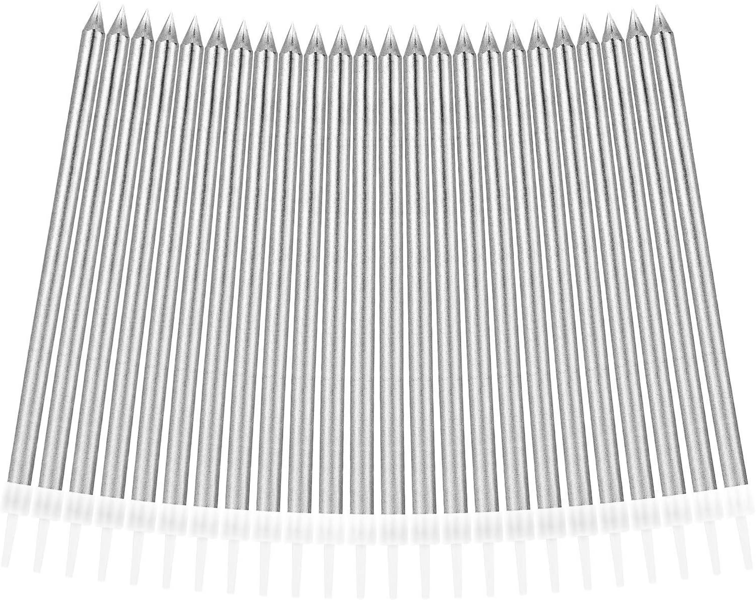 Luter 24pcs Metalliques Bougies Danniversaire Dans Longues Minces Bougies De Petit Gateau Pour La Decoration De Fete De Mariage Danniversaire Champagne Bougies Cuisine Maison