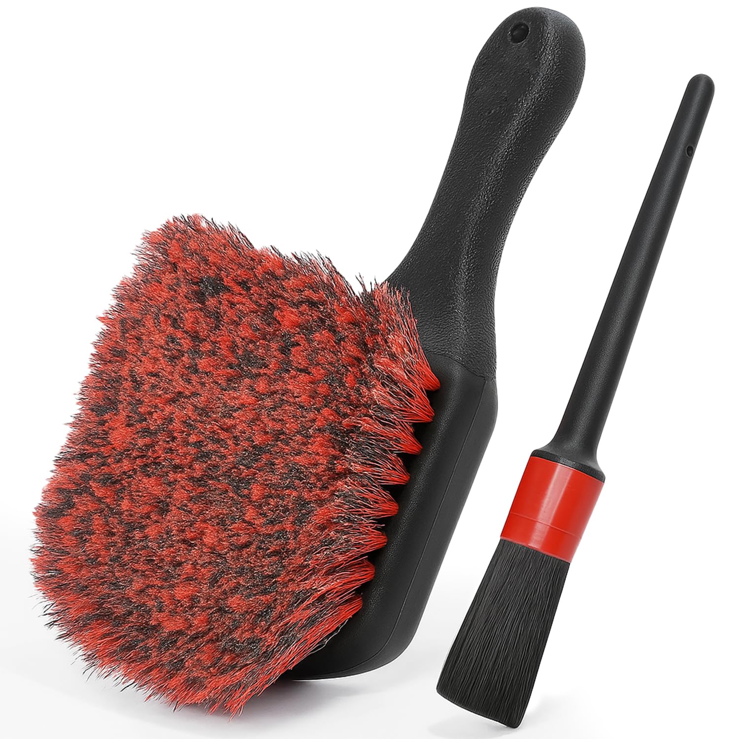 Photo 1 of TAKAVU Wheel Tire Brush - Soft Bristle with Short Handle, Included Detailing Brush - Car Cleaning Kit for Rims, Tires, Interior Vents, Emblems - Scratch Safe