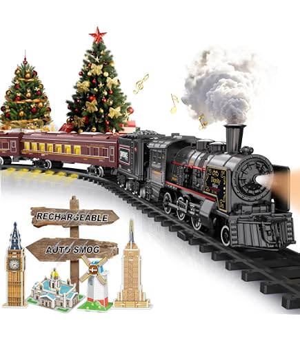 Coffret Train Jouet de Noël - Lot de 22 pièces - Electrique avec Lumières et Sons Réalistes - Idéal comme Cadeau de Noël et d'anniversaire